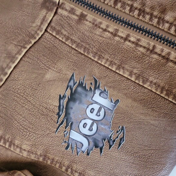 Jeepaholic Brown FauxLeather Faux Fur Lining Jeep Jacket MTO Size Large - Picture 8 of 16